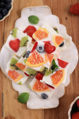 Homemade Healthy Yoghurt Bark with Fresh Fruit.