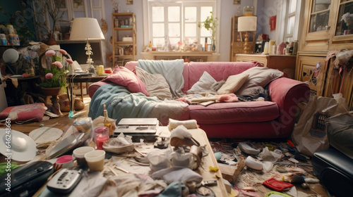 Messy girl Living Room movie shot