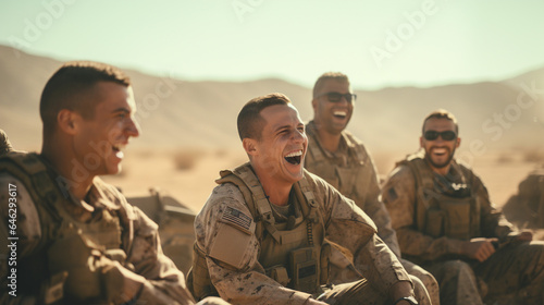 military enjoying in the desert