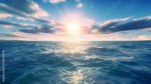 大海原と青空と太陽の風景「AI生成画像」
