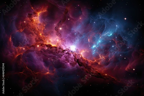 Colorful nebula and lost planet in the cosmos., generative IA