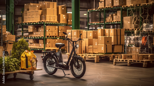 loaded jhog-e cargo bike inside a modern factory