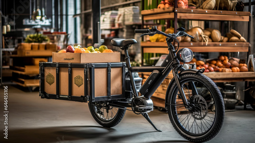 loaded jhog-e cargo bike inside a modern factory generative ai