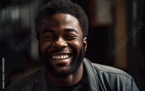 Smiling black man. AI, Generative AI
