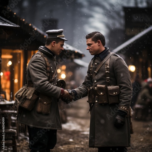 Christmas Truce World War I ceasefire celebrated Christmas together, generative ai 