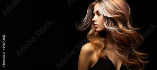 Model woman with hair dyed with the ombre or balayage technique, hair dyeing. Generative AI