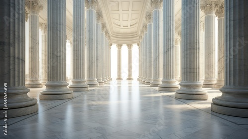 a row of towering marble columns, their smooth surfaces and intricate details. The composition evokes the grandeur of classical architecture.