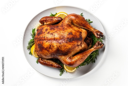 Roast Turkey for Thanksgiving Isolated on a White Background