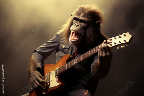cool monkey playing guitar