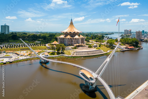 scenery of the waterfront of Sarawak river in Kuching, Sarawak, east Malaysia