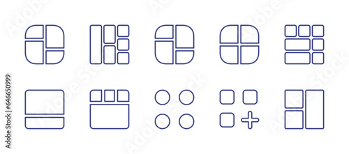 Grid line icon set. Editable stroke. Vector illustration. Containing sections, grid lines, site map, layout, grid.