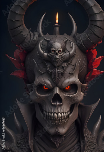 Demon King, Lord devil, evil skull in dark world, hell