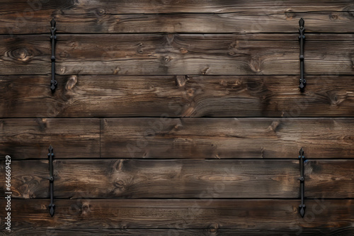 Distressed wood wall texture with iron bindings