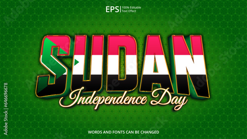 sudan editable text effect with sudan flag pattern concept design vector illustration suitable for poster design on holiday, feast day or national independence day on sudan