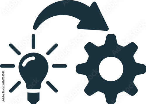 Idea execution icon. Monochrome simple sign from idea collection. Idea execution icon for logo, templates, web design and infographics.