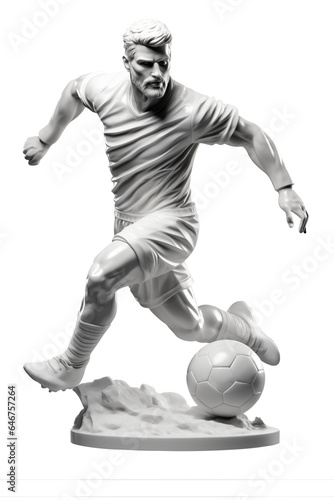 Statue of a soccer player made of marble as a trophy - legend concept