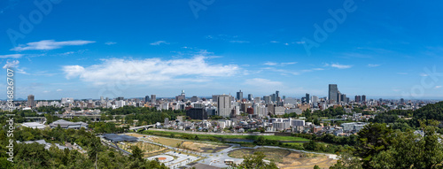 High-resolution panoramic photo overlooking Sendai. Miyagi Prefecture, Japan.