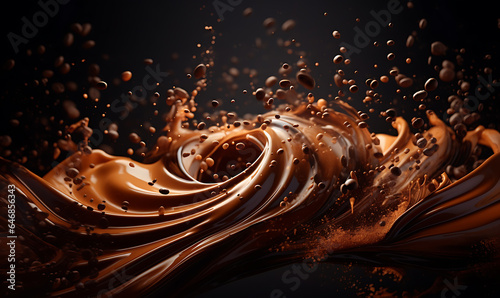 Coffee liquid swirls like a tornado with coffee beans, detailed photography for advertising elements and design elements