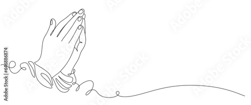 Praying hand line art vector illustration