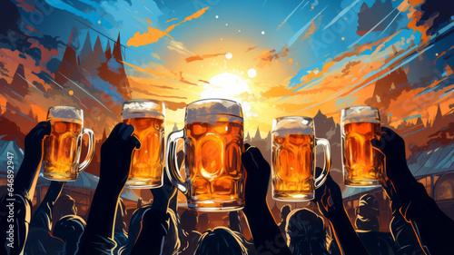 vector art of Oktoberfest. Beer Festival. Vector illustration of german holiday.generative ai