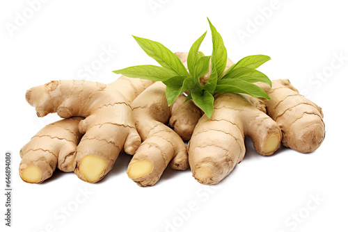 Group of Ginger root rhizome isolated on transparent background, Asian organic Herb and spice concept, Natural organic healthy plant.