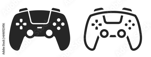 Gamepad icon set. Video game controller, joystick, console icon in flat and line style - stock vector.