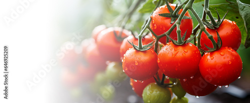 Ripe tomato plant growing in greenhouse