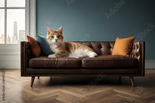 cat sitting on a sofa generated by AI