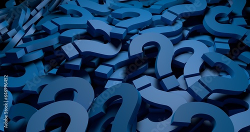 Blue question marks background. 3d Illustration