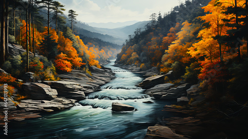 Mountain Stream - fall - autumn - peak leaves season - inspired by western North Carolina 