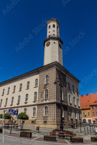 View of the Town Hall in Bystrzyca Klodzka, Poland