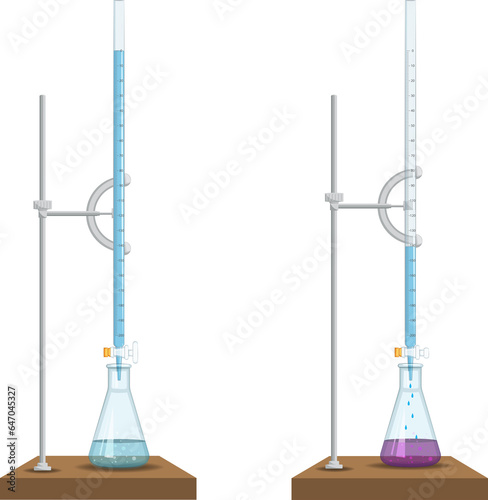 Acid-base titration with an indicator uses a color change to identify the endpoint of the reaction, allowing precise determination of solution concentrations