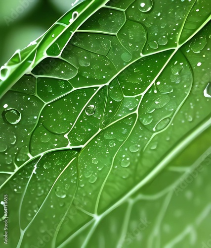 Natural leaf texture with water drops