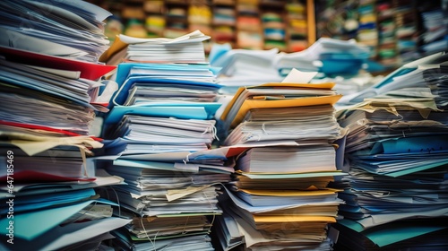 Close up of piles of files, 16:9