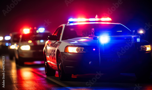 Crime Scene Rush: Foggy Night Police Car Chase - Blurred Background