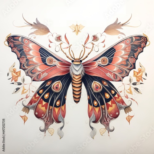 Retro Butterfly. Butterfly clipart. Vintage painting. Ai Generated.