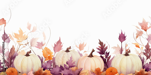 fondos de acuarela con calabazas y flores concepto halloween sobre fondo blanco