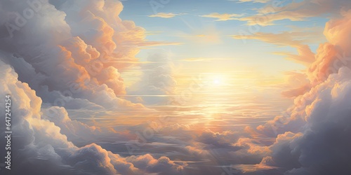A painting of a sky filled with clouds