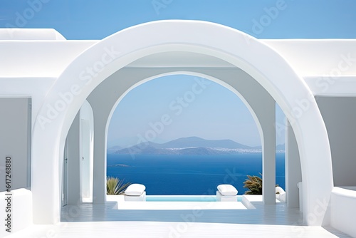 Modern white portico in Greece