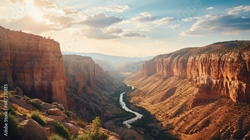 canyon view in summer. Colorful canyon landscape at sunset. nature scenery in the canyon. amazing nature background. summer landscape in nature, canyon travel in the great valley