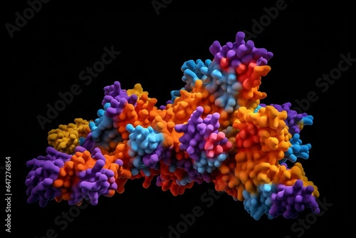 3D representation of finasteride molecule blocking 5-alpha-reductase enzyme under microscope. Generative AI