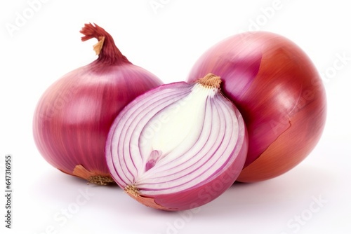 Red onion isolated on white background. Generative AI
