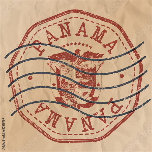Panama Stamp Travel Passport. Design Retro Symbol Country. Old Vintage Postmark.