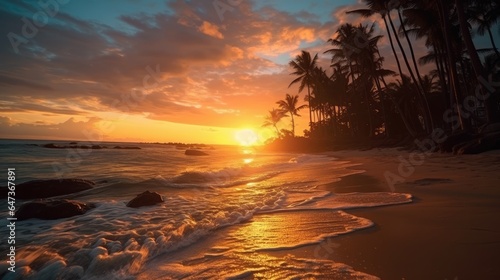 beautiful sunset over a tropical beach