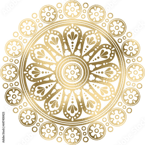 Rosette, Mandala in gold, transparenter Hintergrund