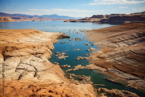 Shrinking lake mead due to severe drought in the American west. Generative AI