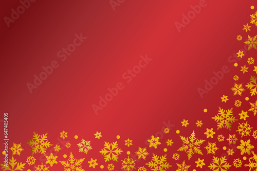Christmas red background with silver golden snowflakes. red gradient background banner border. embroidery design snowflake pattern hand drawn. Vector illustration.