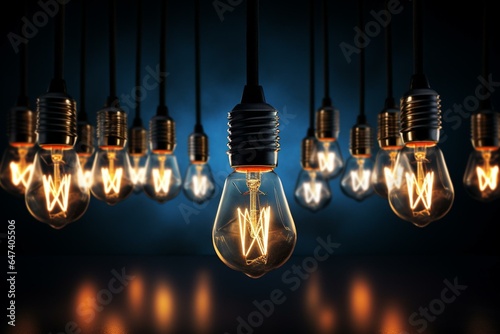 Word 'blackout' below blown lightbulbs, power outage, uncertain energy supply. Generative AI