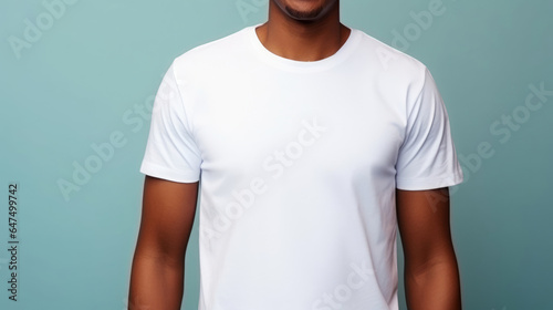 Smile man fit in Frame wearing bella canvas white shirt mockup, isolated color background