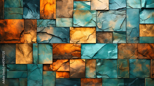 Textured terracotta tiles tinged in teal
